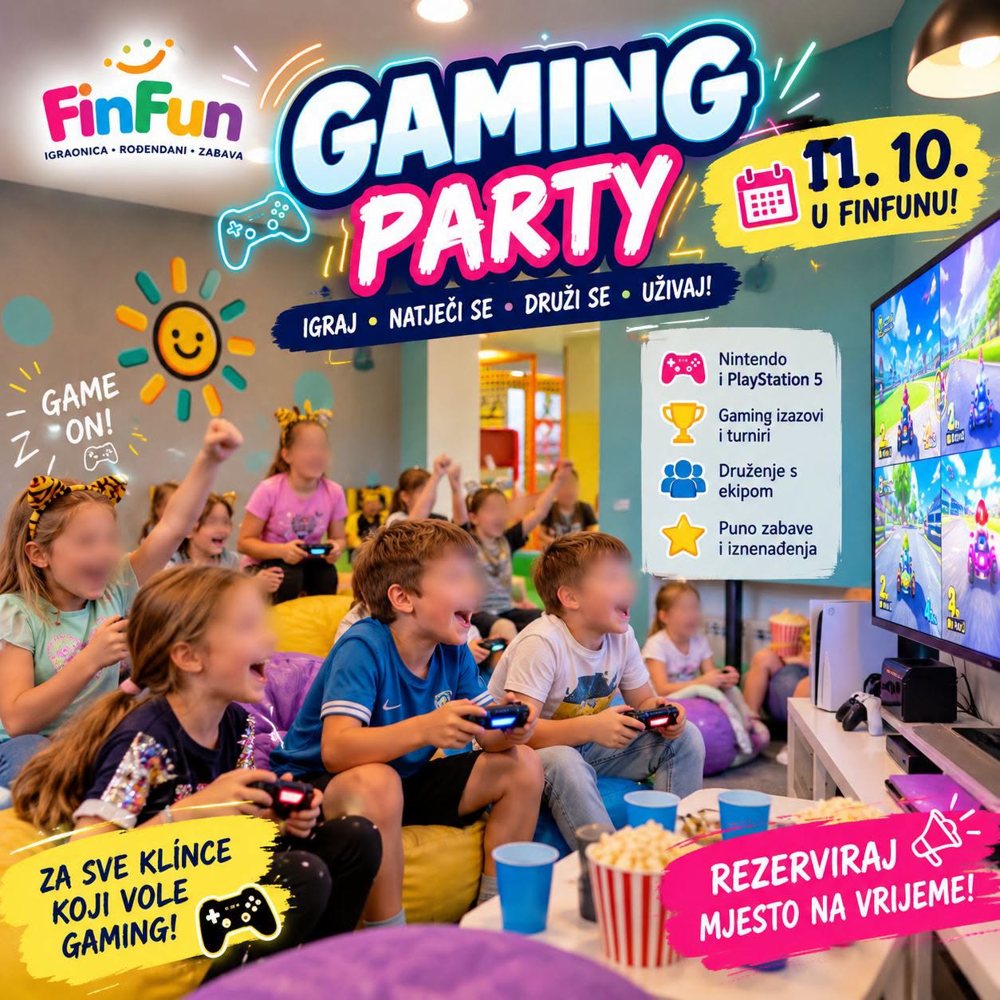 Plakat: Gaming party u FinFunu 11. listopada